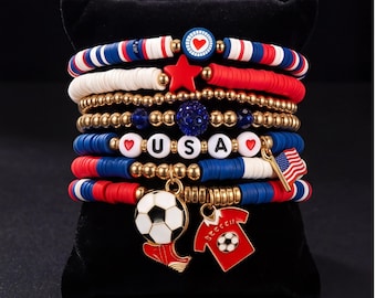 National Team Soccer Bracelet Football Supporter Stackable Heishi Bead Jewelry Sports Fan Accessory Teen Graduation Gift