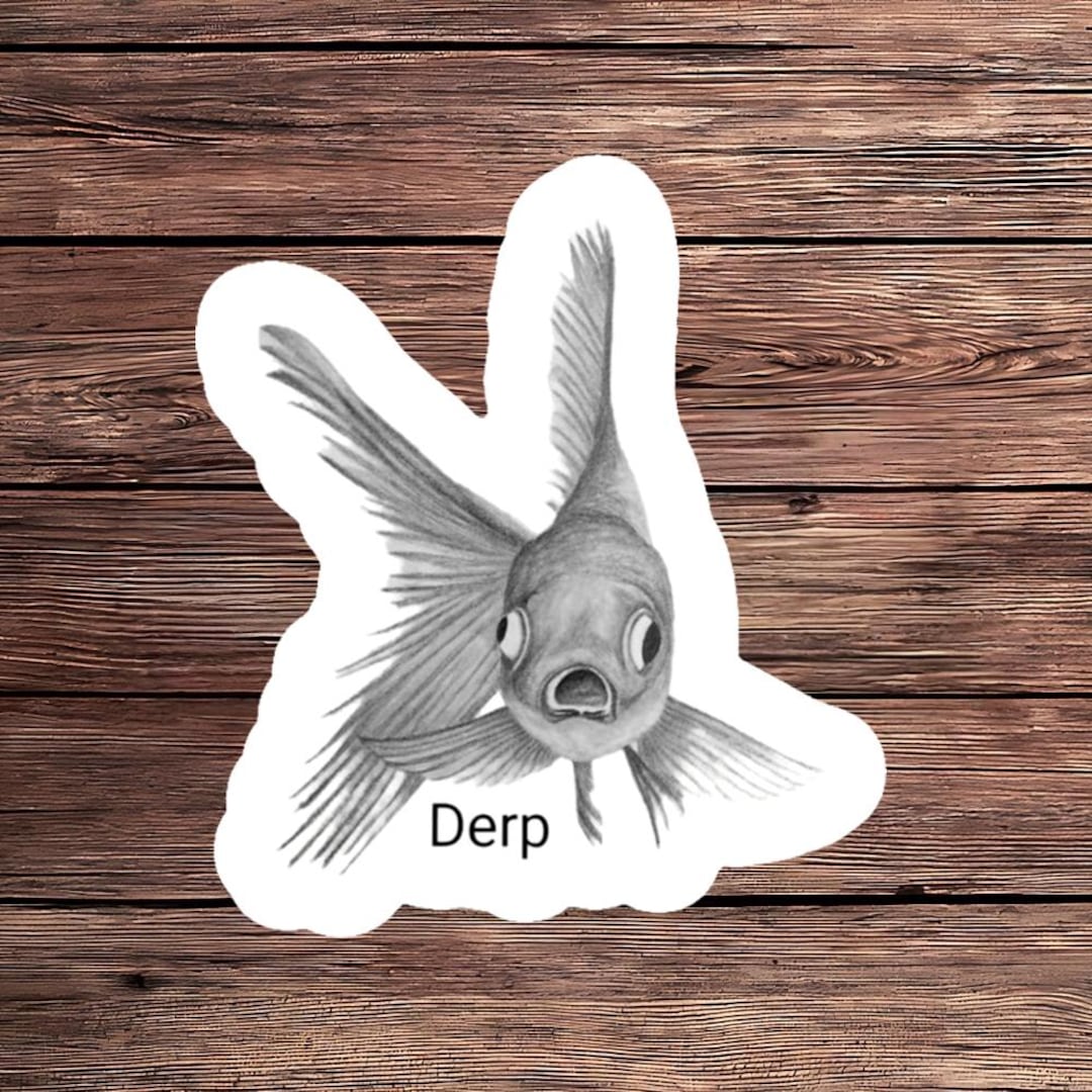 Funny Derp Fish Sticker-goofy Goldfish Decal-humorous Sketch Animal Art ...