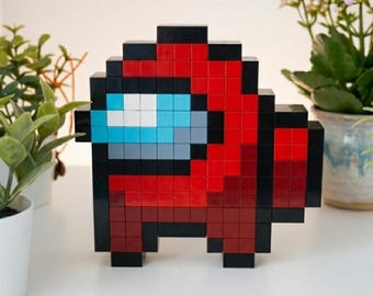 Among Us Pixel Art MOC / Decoración de pared 3D para tripulantes / Compatible con LEGO (232 piezas)