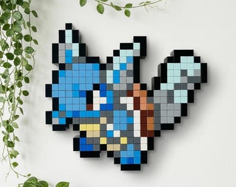 Arte con ladrillos pixelados – MOC de evolución intermedia del agua de primera generación / Compatible con LEGO y MEGA