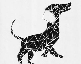 Black and White Puppy Polygon Wall Art