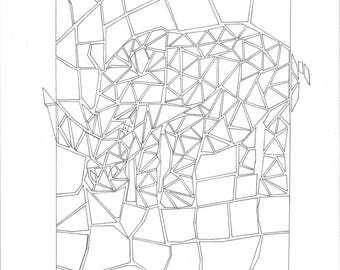 Doodlebare veelhoek neushoornillustratie