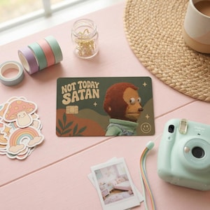 Cute Monkey Credit Card Cover, Funny Side Eye Animal Card Skin, Debit Card Sticker, Minimal Wallet Decor, Gift for Friends