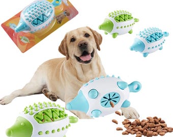 Jouet dentaire hérisson pour chien — Caoutchouc naturel — Nettoyage dents + Distributeur friandises