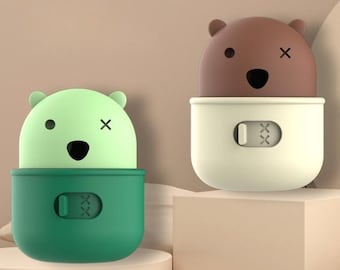 Dispensador de comida de juguete para perros y gatos - silicona duradera - diseño de osito kawaii