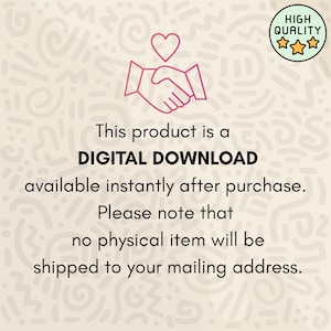K&ouml;nnte beinhalten: Ank&uuml;ndigung eines digitalen Download-Produkts mit einem rosa Herz und einer Handschlag-Grafik. Der Text lautet "DIGITALER DOWNLOAD" und "sofort nach dem Kauf verf&uuml;gbar". Ein "HOHE QUALIT&Auml;T"-Abzeichen befindet sich in der oberen rechten Ecke.