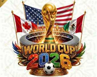 WK 2026 SVG PNG clipart bundel, FIFA Trophy Stadium Design, Verenigde Staten Canada Mexico voetbal fan Cricut-bestand, FIFA-ontwerpen, Instant Download