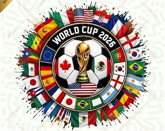 WM 2026 Flaggen Kreis SVG PNG JPG Bundle, Fußball Trophy Ball Design, Internationaler Fußball Fan Cricut Datei, Fifa WM Designs