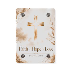 Faith Hope Love cross acrylic wall art panel | Christian scripture home decor