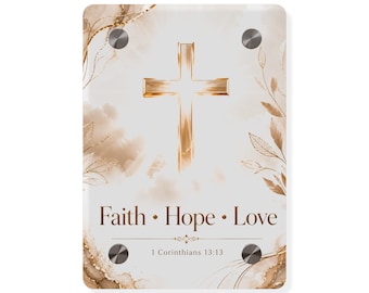 Faith Hope Love cross acrylic wall art panel | Christian scripture home decor