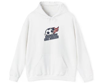 Felpa con cappuccio "One Team One Nation", orgoglio nazionale, tifosi di calcio in stile retrò