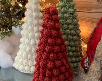 Set of 3 Bobble Stitch Crochet Christmas Trees