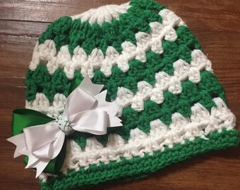 St Patty's Day Puff Hat w/ detachable hair bow