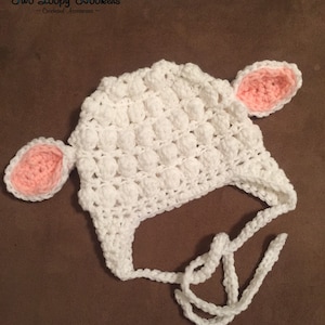 Crocheted Lamb Hat w/earflaps