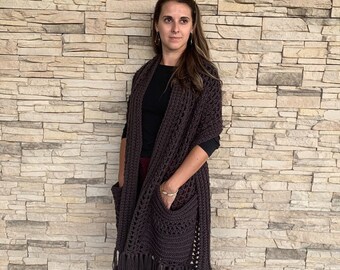 Fringed Pocket Shawl - Custom Color, Super Comfy