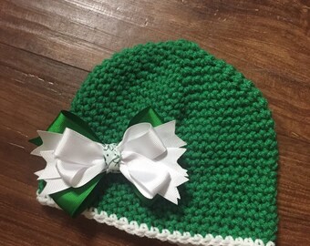 St Patty's Day Beanie w/ detachable hair bow