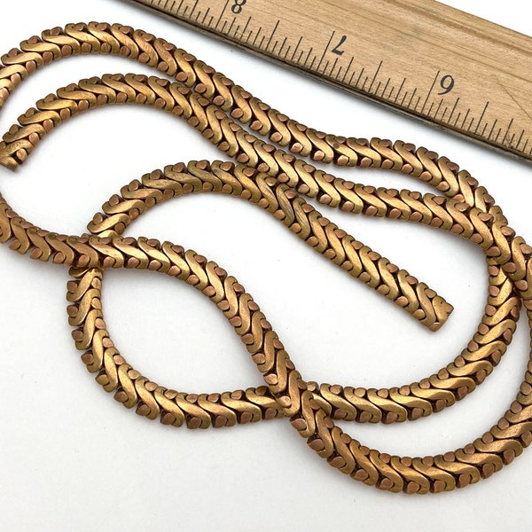 1pc 29" vintage brass scroll wheat chain necklace length 7mm wide made in USA