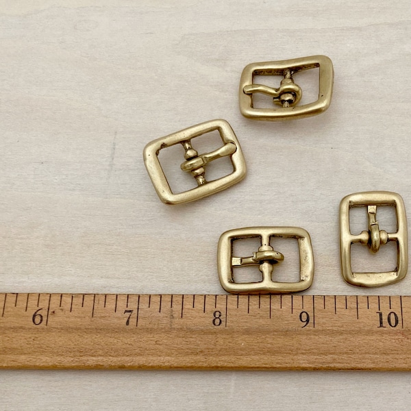 1pc -  one inch (1" ) long solid brass buckle  - fits 1/2" wide strap