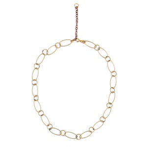 Raw Brass Chain Choker: Adjustable Oval Link Collar, USA Made