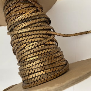 Vintage Raw Brass Flat Cut Snake Chain 4.5mm wide sold by the foot