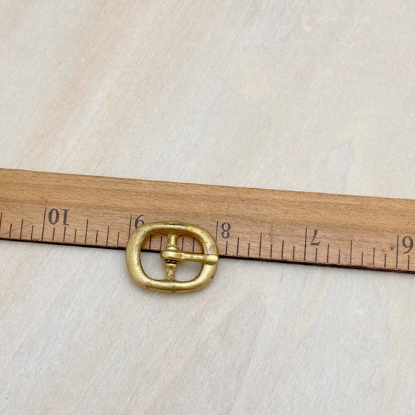 1pc - one inch (1" ) long solid brass oval buckle  - fits 1/2" wide strap