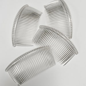 Set of Four - Clear Plastic French Hair Combs Vintage Comb Clip Dead Stock 4.5 inches
