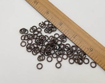 100pc Blackened Antiqued Oxidized Brass Jump Rings - 7.5mm
