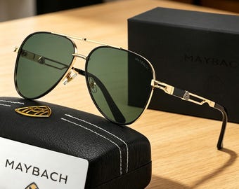 Maybach Aviator Sunglasses, Metal Frame Polarized Driving Sun Shades For Men