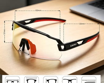 Photochromic Cycling Sunglasses, UV400 Sports Glasses for MTB, Running, Outdoor Activities, Lightweight & Anti-Slip