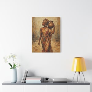 African Woman with Water Jug Matte Canvas image 13