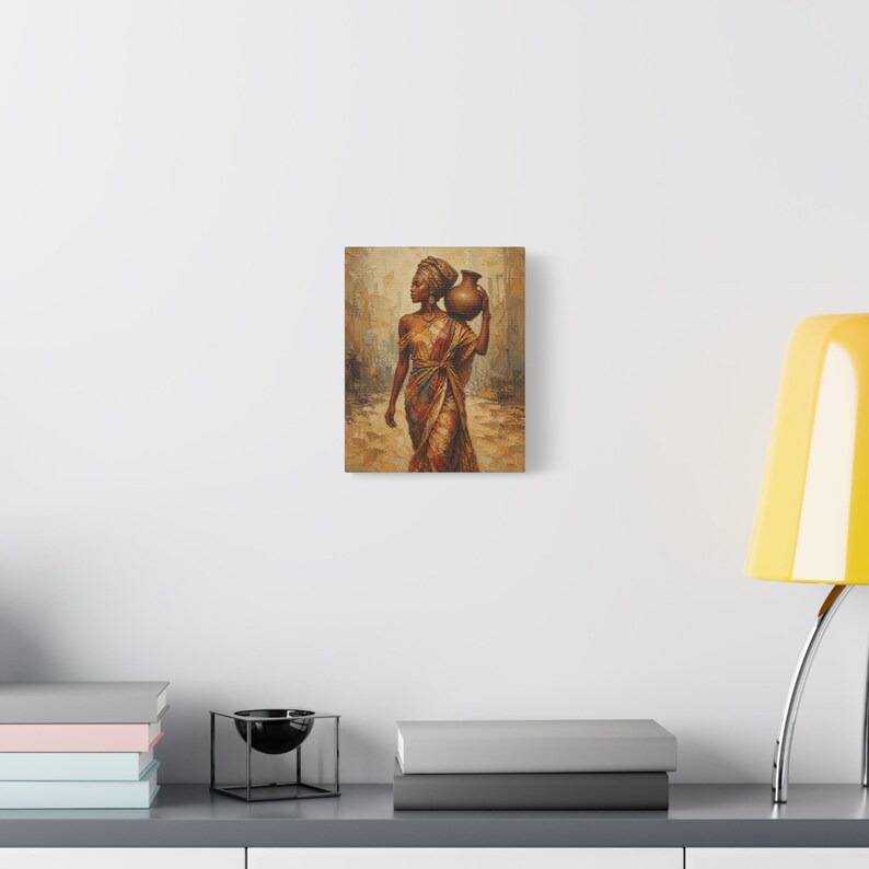 African Woman with Water Jug Matte Canvas image 3