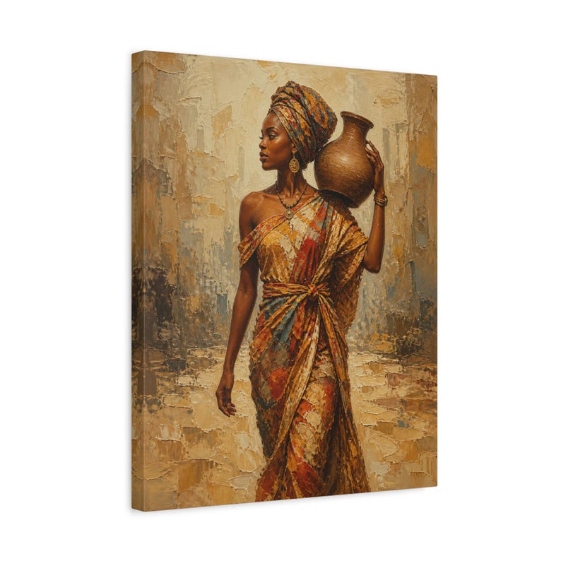 African Woman with Water Jug Matte Canvas image 7