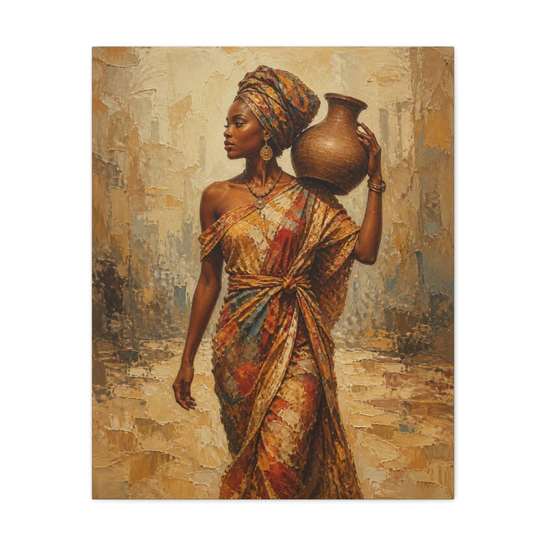 African Woman with Water Jug Matte Canvas image 11