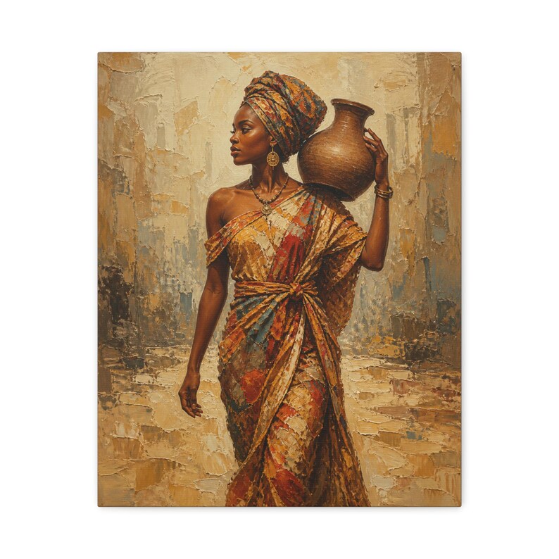 African Woman with Water Jug Matte Canvas image 6