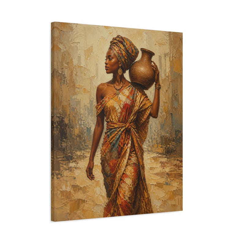 African Woman with Water Jug Matte Canvas image 12
