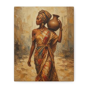 African Woman with Water Jug Matte Canvas image 1