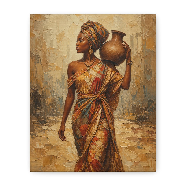 African Woman with Water Jug Matte Canvas image 1