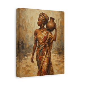 African Woman with Water Jug Matte Canvas image 2