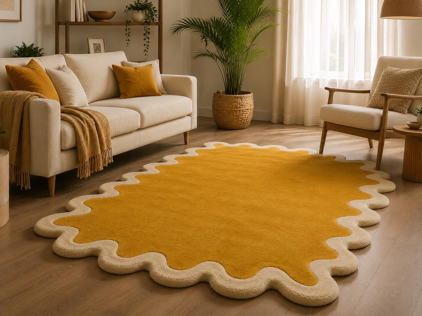 Puddle Rug Shape Hand-tufted Golden Puddle Wave Shaped Accent Rug - Etsy