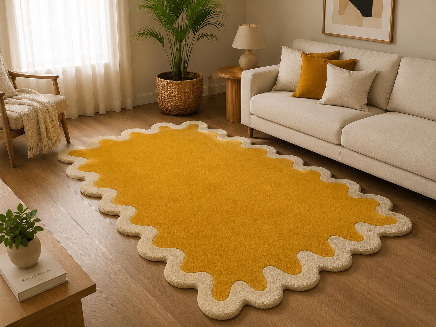 Puddle Rug Shape Hand-tufted Golden Puddle Wave Shaped Accent Rug - Etsy