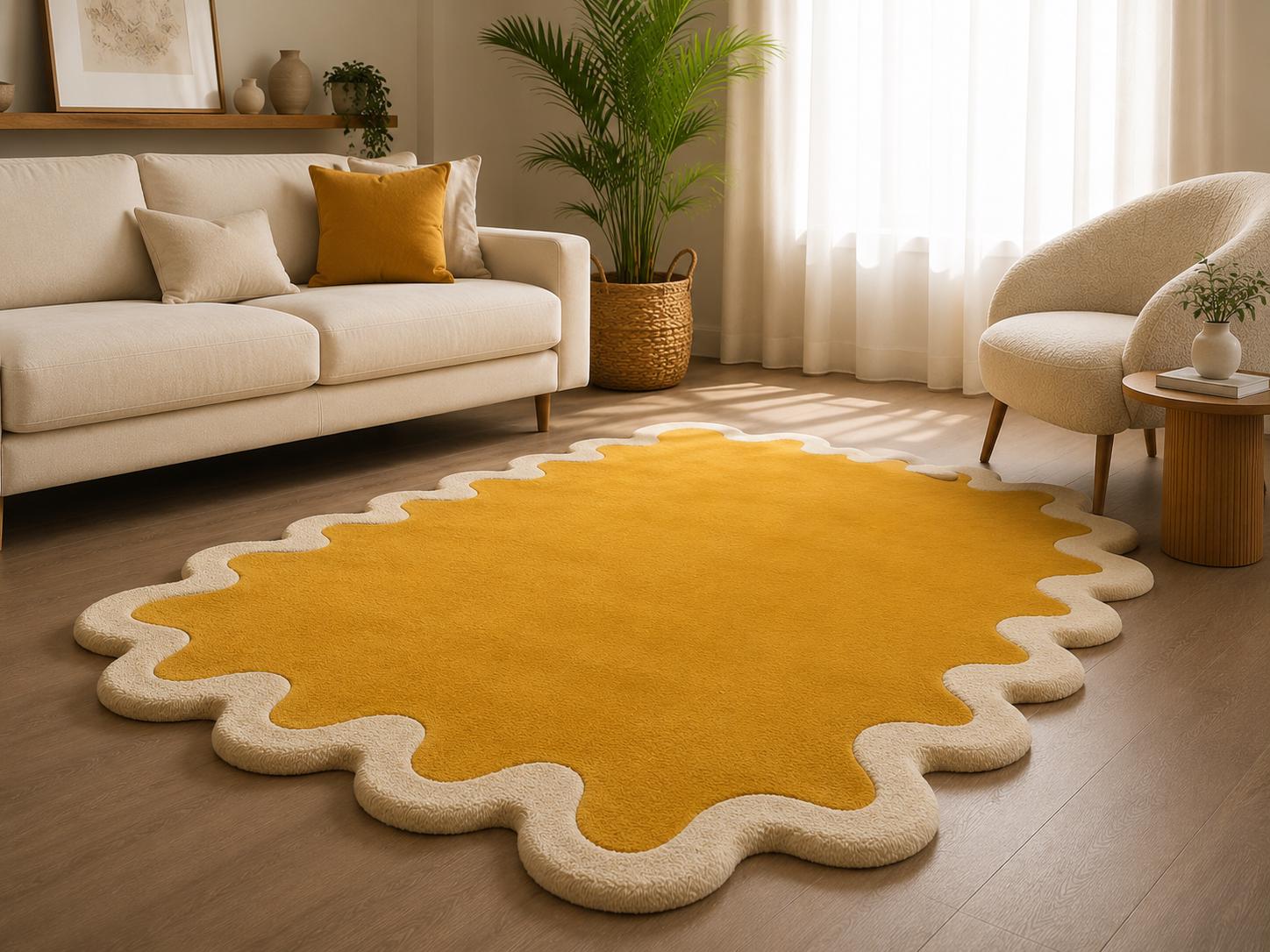 Puddle Rug Shape Hand-tufted Golden Puddle Wave Shaped Accent Rug - Etsy