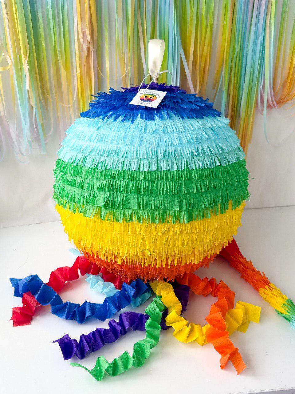 Pinata Rond Rainbow Piñata / Handmade Rainbow Piñata - Etsy