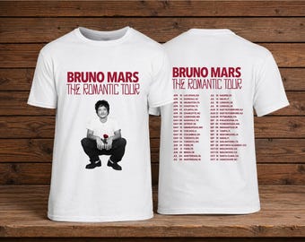 Bruno Mars The Romantic Tour 2026 T Shirt, Front Back World Tour Dates Concert Shirt, Music Fan Tee Gift, Unisex Graphic T-Shirt