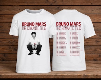 Bruno Mars The Romantic Tour 2026 T Shirt, Front Back World Tour Dates Concert Shirt, Music Fan Tee Gift, Unisex Graphic T-Shirt