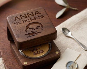 Medallón de nacimiento personalizado para bebé, regalo personalizado para recién nacido, recuerdo fotográfico con el nombre del bebé