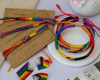Pulsera del orgullo LGBTQ, pulsera ajustable con cordón arcoíris, regalo de joyería del orgullo, pulsera de la amistad hecha a mano, pulsera colorida