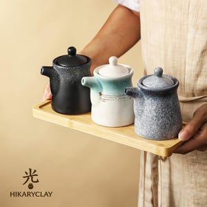 Ceramic Soy Sauce Dispenser, Japanese Stoneware Condiment Bottle, Wabi-Sabi Oil & Vinegar Cruet, Minimalist Sushi Serving Pitcher