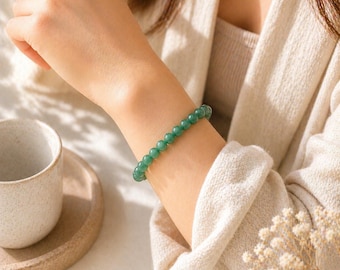 Jade armband 8mm – geluk & harmonie – handgemaakt – edelsteen sieraden – cadeau voor haar (amethist beschikbaar