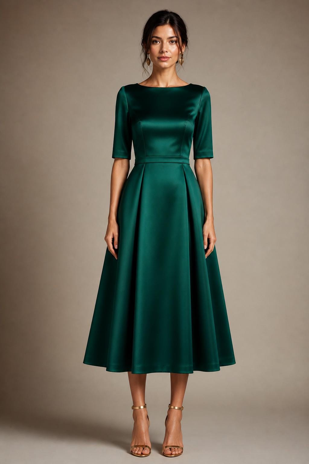 Emerald Green Satin Dress - Etsy