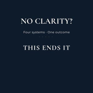 May include: A navy blue graphic with white text. The word "SOVRAN" is at the top. The text "NO CLARITY?" is followed by "Four systems. One outcome." The phrase "THIS ENDS IT" is at the bottom.